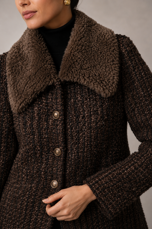BROWN TWEED BLAZER SET