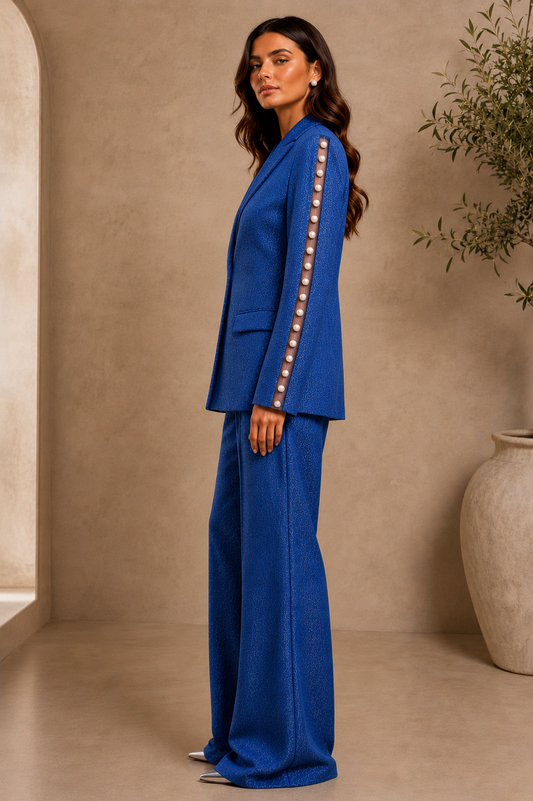 DARK BLUE PEARL PANT SET