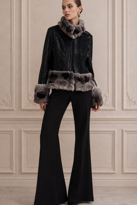 BLACK RABBIT ANIMAL PRINT JACKET