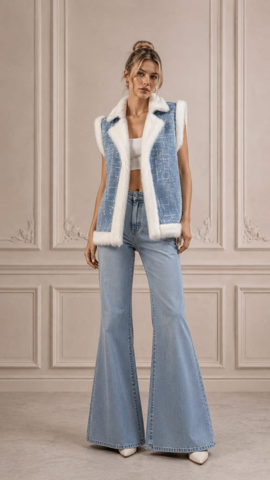DENIM JACKET SKY BLUE-WHITE