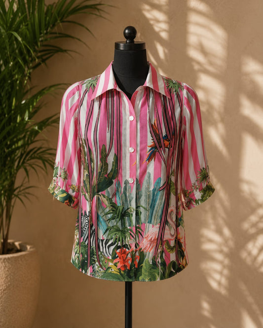 TROPICAL CANDY STRIPE SHIRT