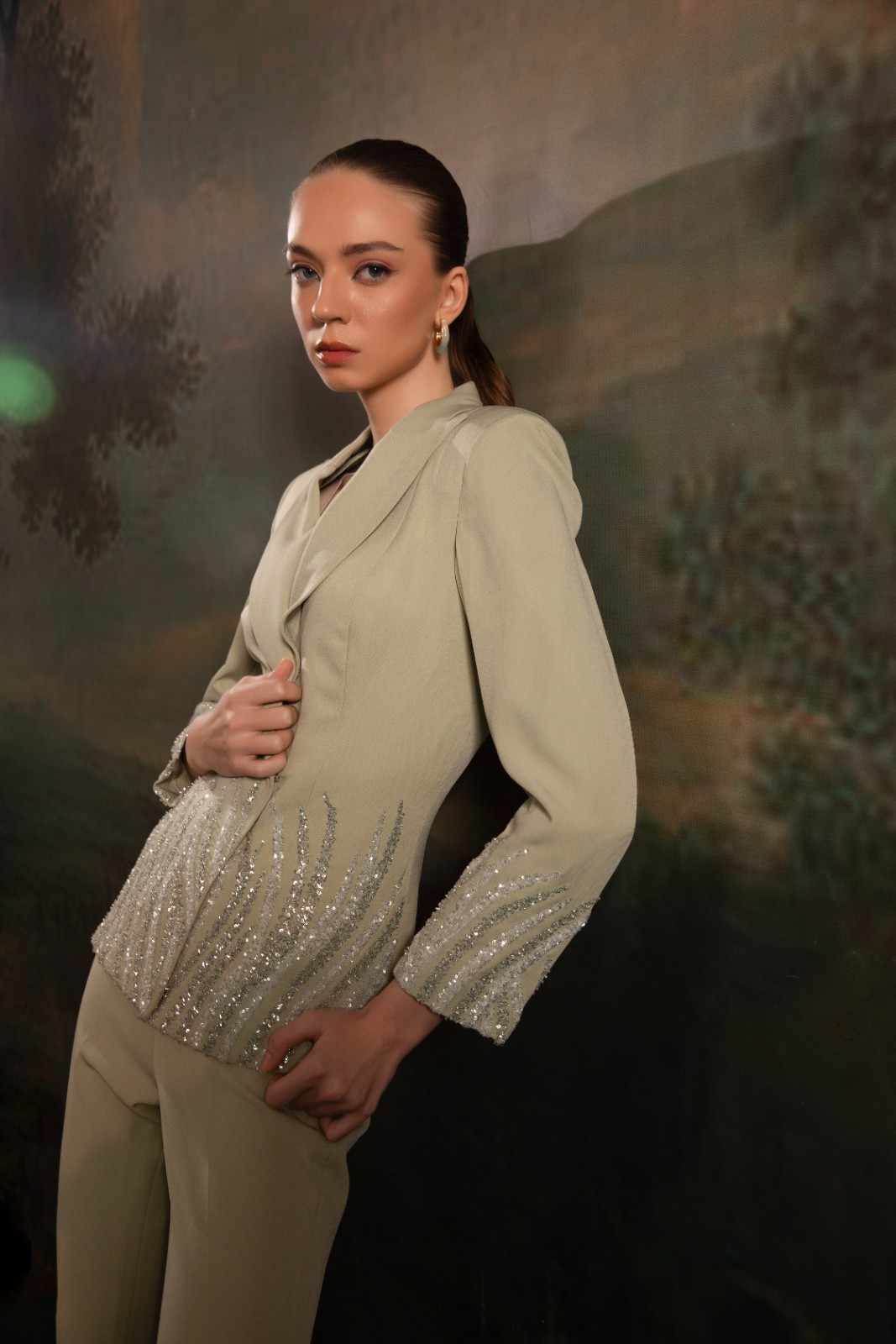 V Neck Top With Trouser Co-Ord Set