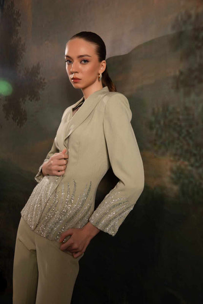 V Neck Top With Trouser Co-Ord Set