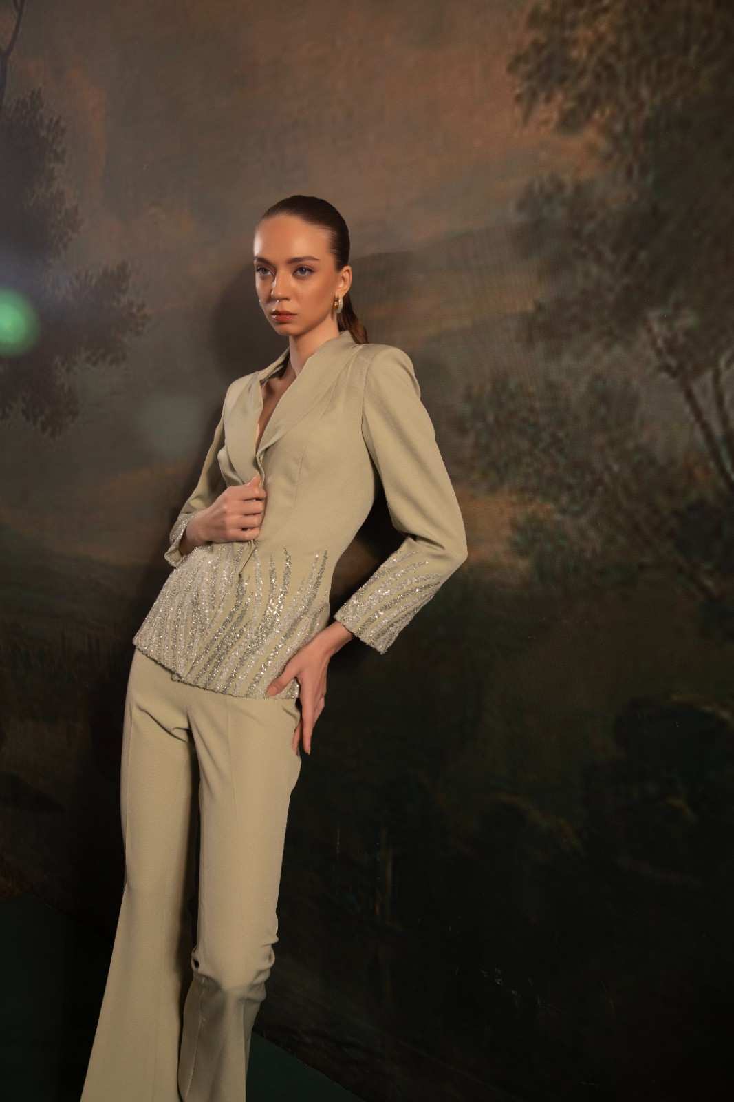 V Neck Top With Trouser Co-Ord Set