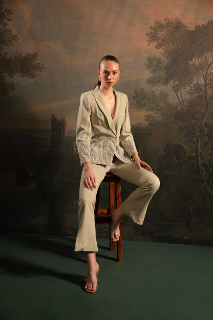 V Neck Top With Trouser Co-Ord Set