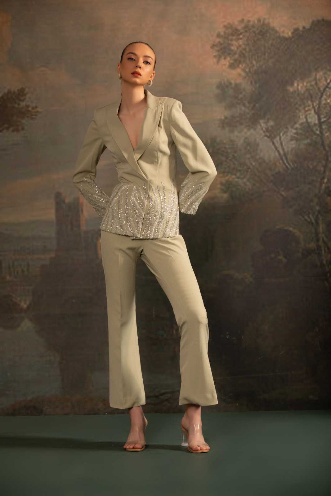 V Neck Top With Trouser Co-Ord Set