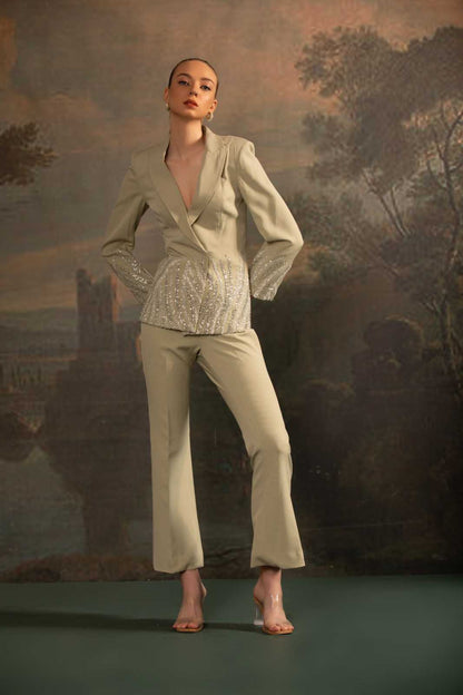 V Neck Top With Trouser Co-Ord Set