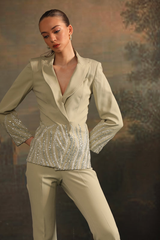 V-NECK TOP WITH TROUSER CO-ORD SET