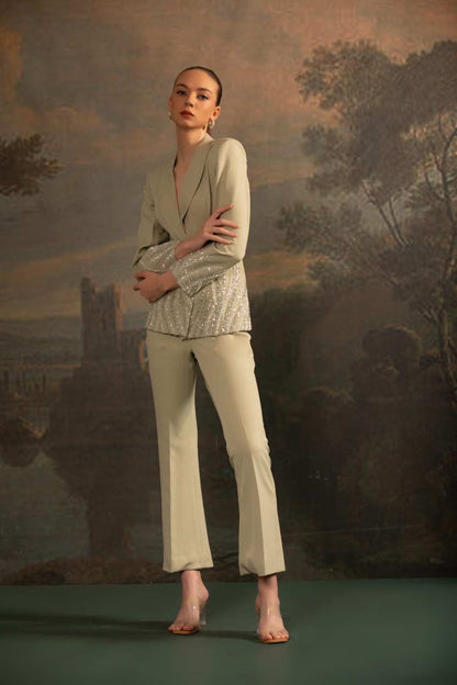 V Neck Top With Trouser Co-Ord Set