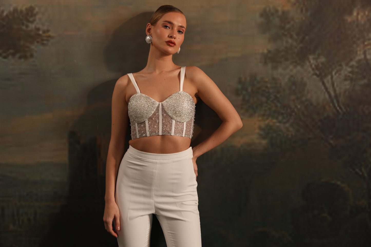 WHITE FUR CAPE CO-ORD SET