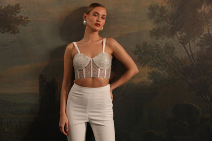 WHITE FUR CAPE CO-ORD SET