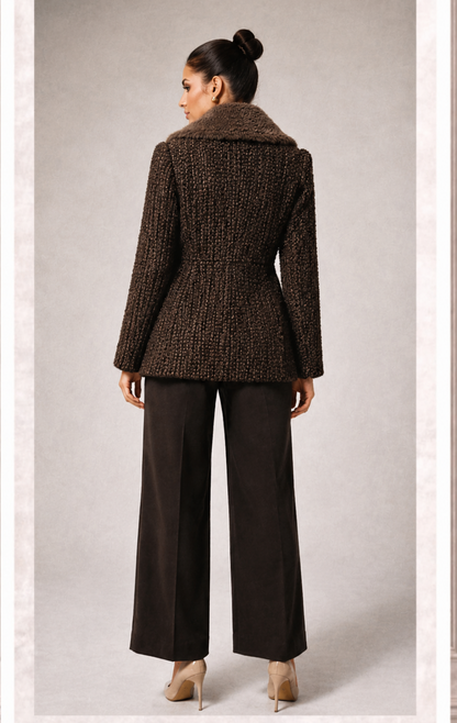 BROWN TWEED BLAZER SET