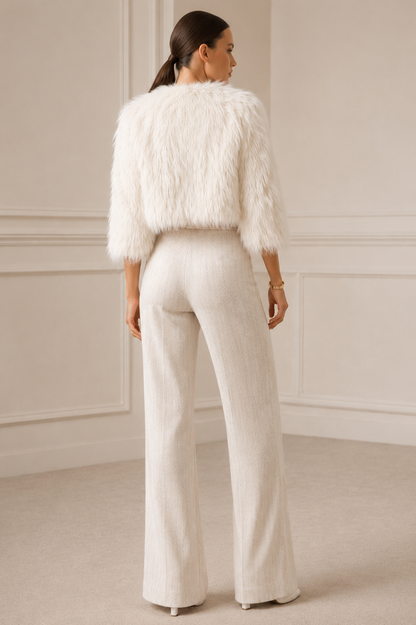 WHITE FUR CAPE CO-ORD SET