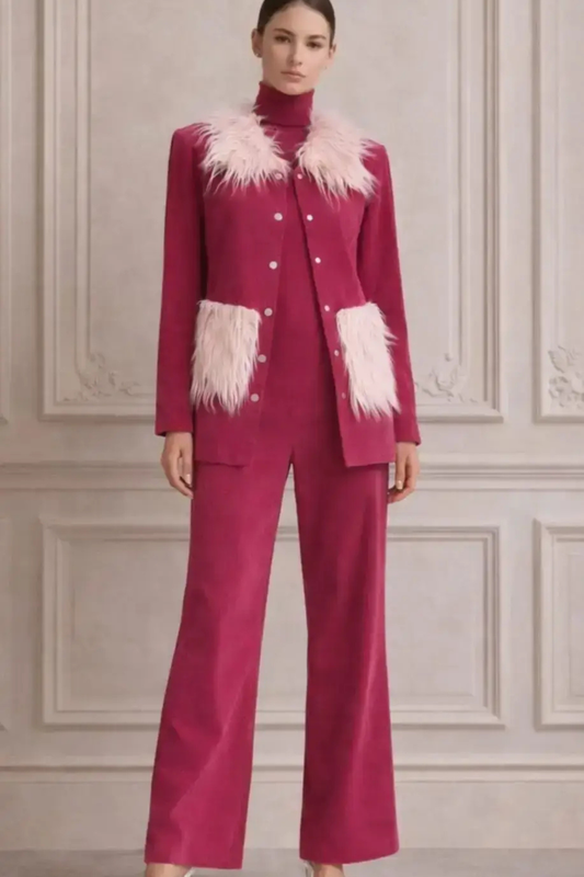 DARK PINK CORDUROY CO-ORD SET