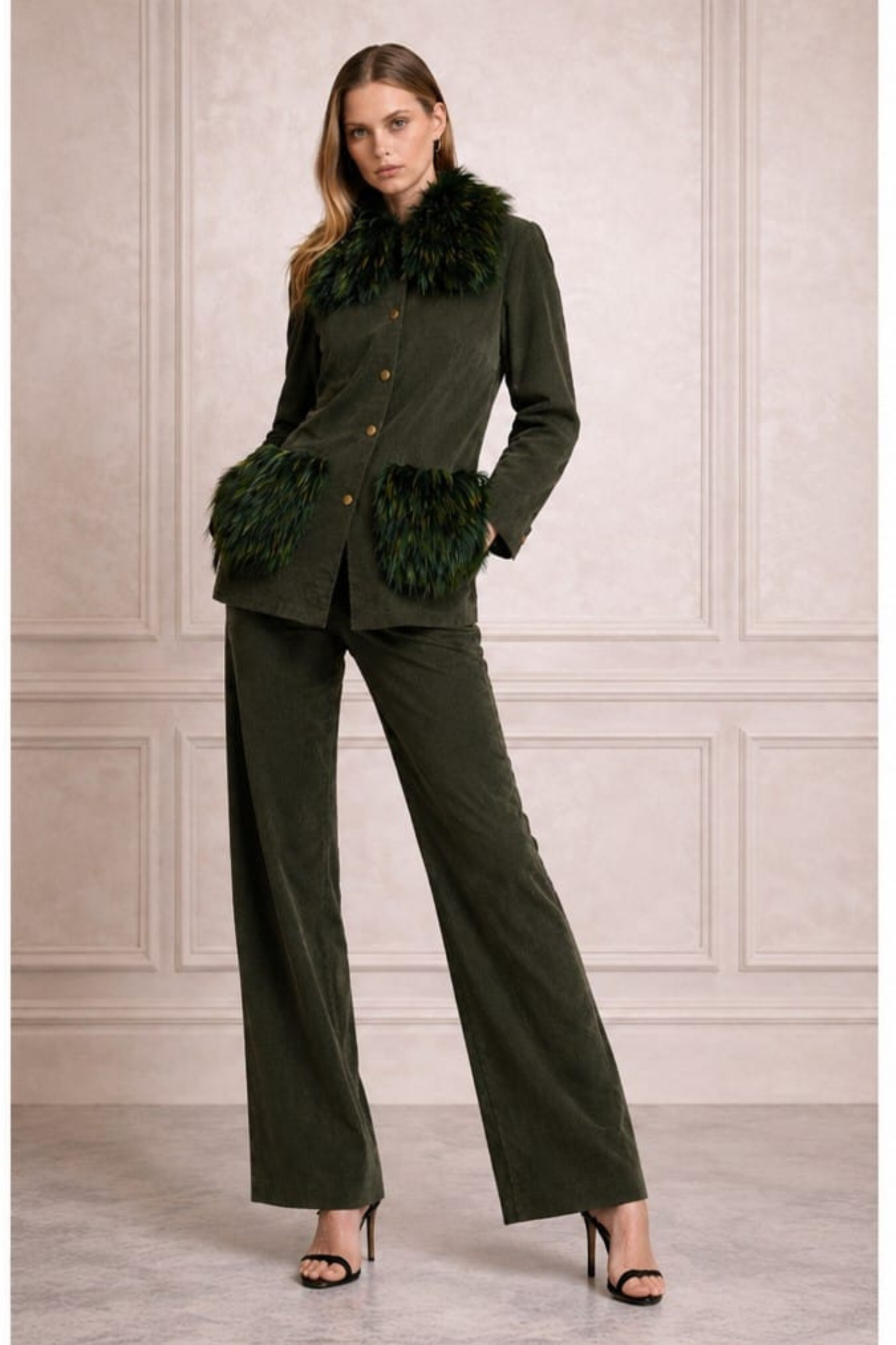 GREEN CORDUROY CO-ORD SET