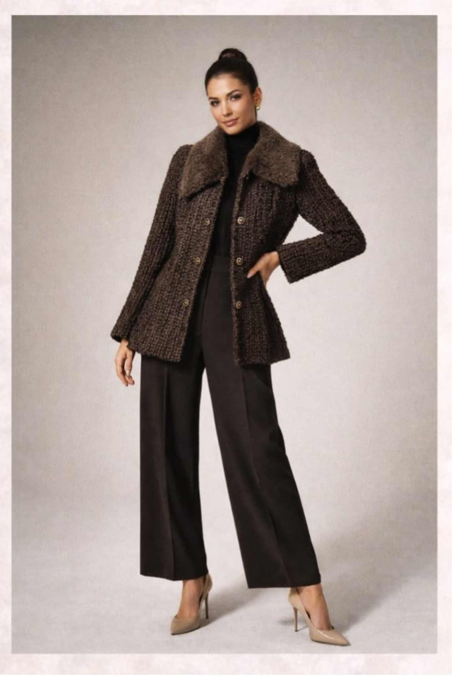BROWN TWEED BLAZER SET