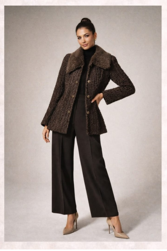 BROWN TWEED BLAZER SET