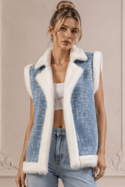 DENIM JACKET SKY BLUE-WHITE
