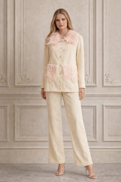 IVORY PINK CORDUROY SET
