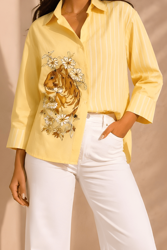 TROPIC TIGER YELLOW STRIPE SHIRT