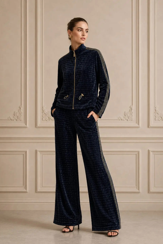 BLUE VELVET FISHNET TRACKSUIT