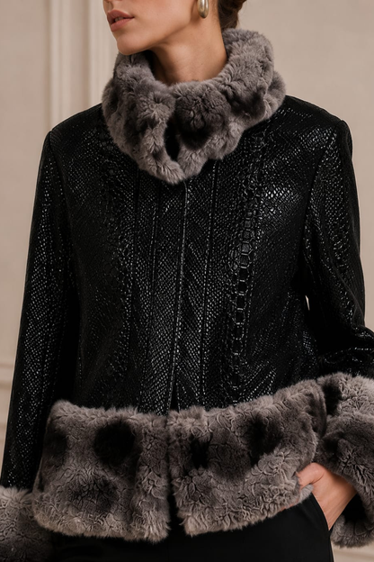 BLACK RABBIT ANIMAL PRINT JACKET