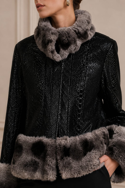 BLACK RABBIT ANIMAL PRINT JACKET