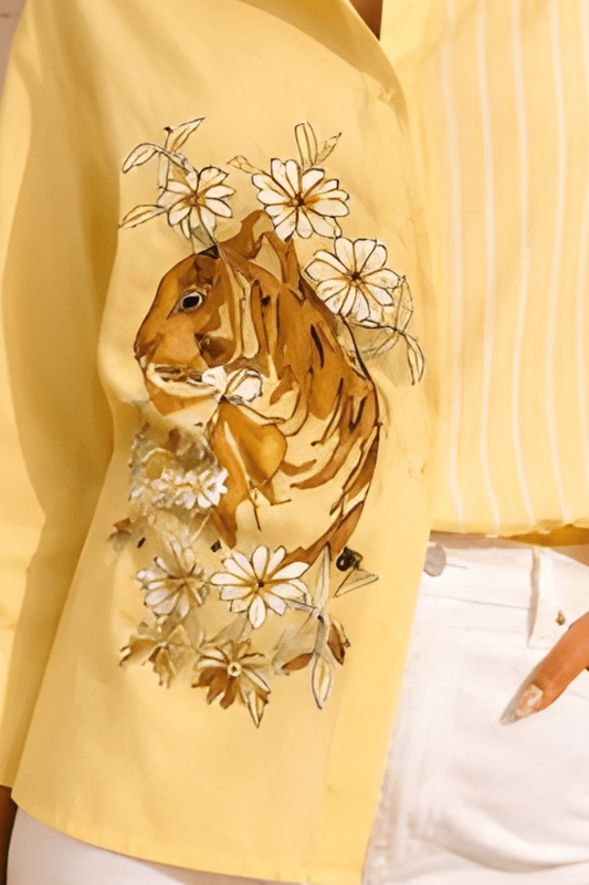 TROPIC TIGER YELLOW STRIPE SHIRT