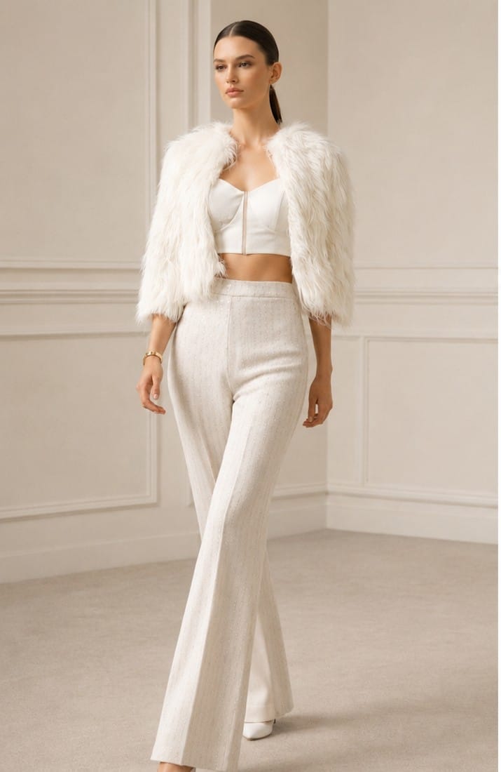WHITE FUR CAPE