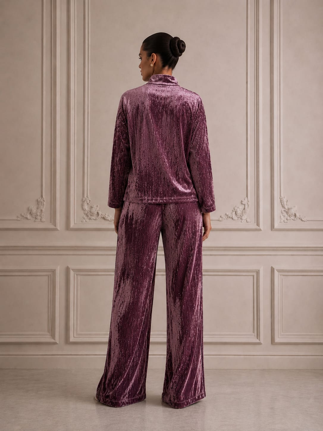 ROSE PLEATED VELVET TRACKSUIT