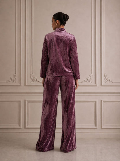 ROSE PLEATED VELVET TRACKSUIT