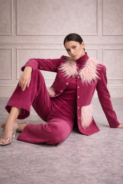 DARK PINK CORDUROY CO-ORD SET