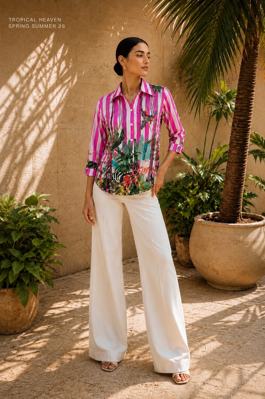 TROPICAL CANDY STRIPE SHIRT