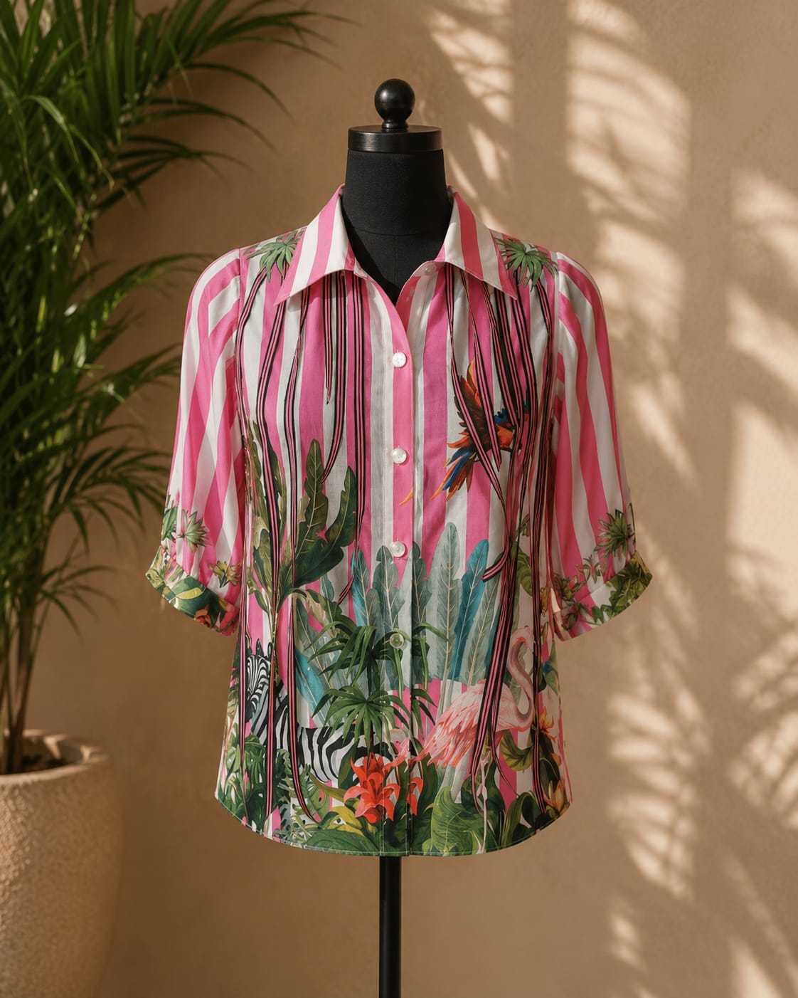 TROPICAL CANDY STRIPE SHIRT