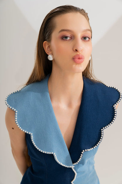 DOUBLE PEARL SLIT DRESS