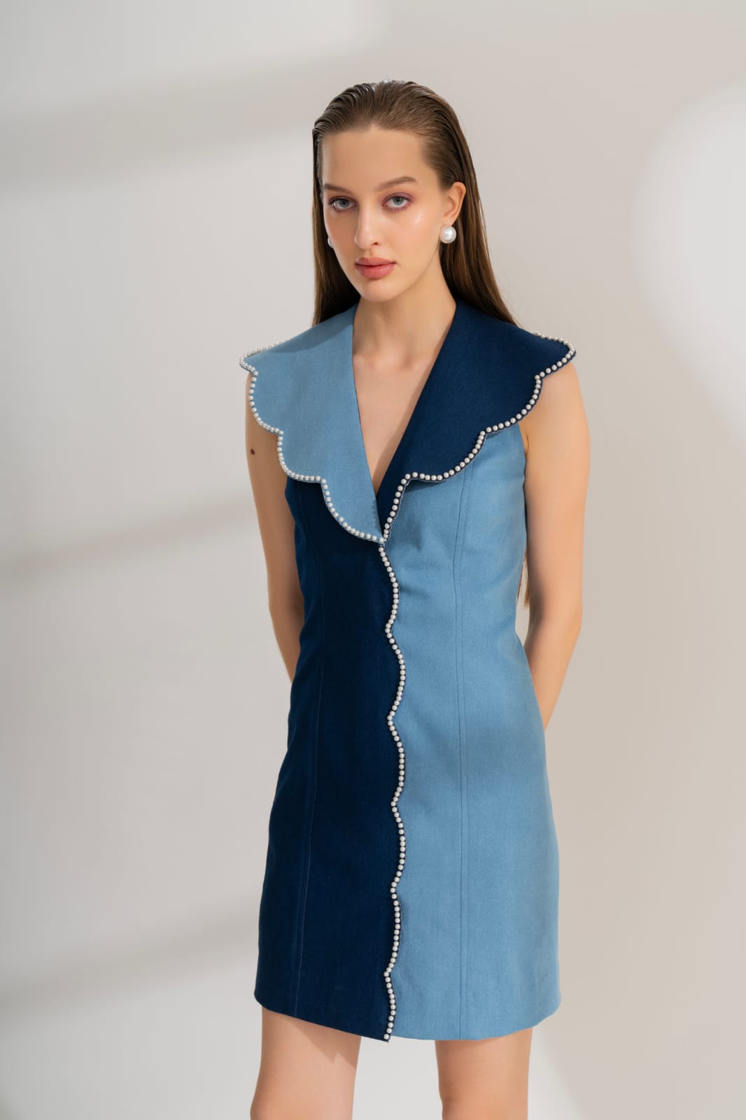 DOUBLE PEARL SLIT DRESS